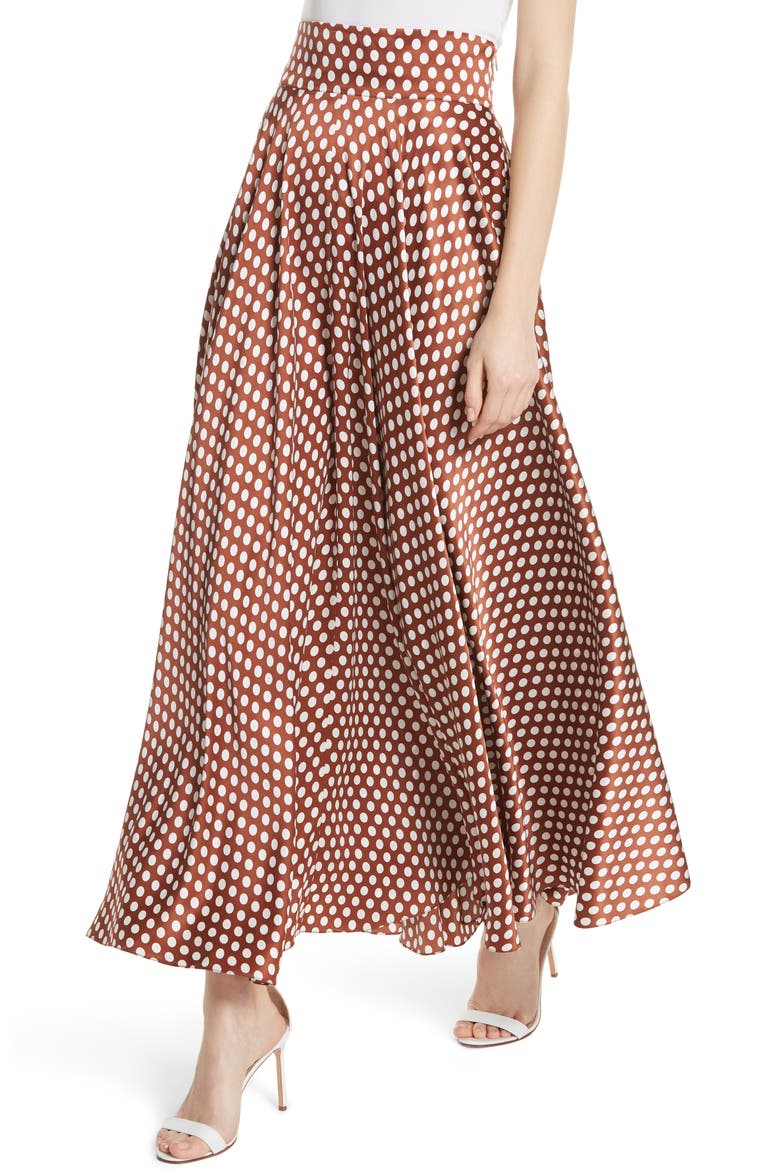 High Waist Dot Maxi Skirt, Alternate, color, BAKER DOT SMALL SIENNA