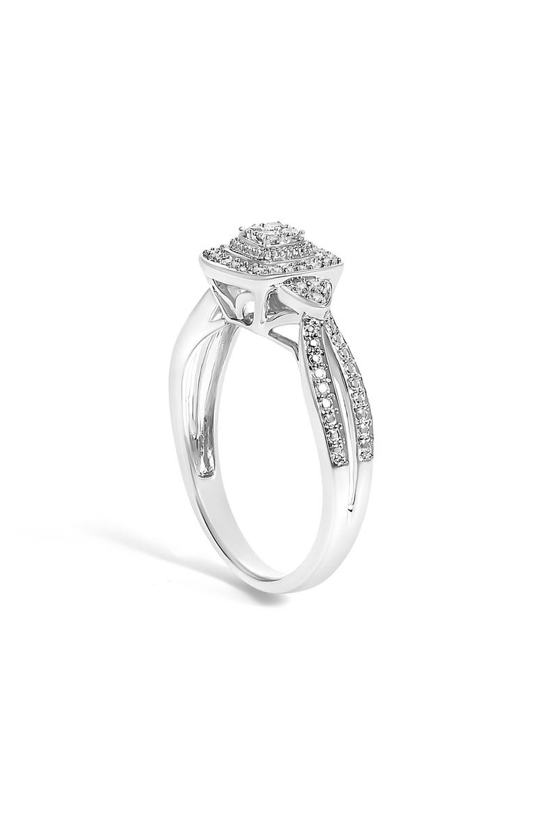 10K White Gold 1/10 ctw Diamond Cluster Halo Promise Ring, Alternate, color, White Gold