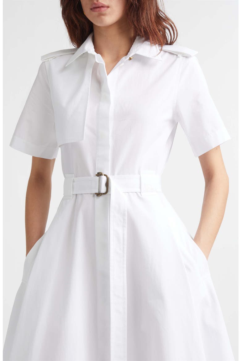 Tanya Belted Cotton Poplin Midi Shirtdress, Alternate, color, OPTIC WHITE