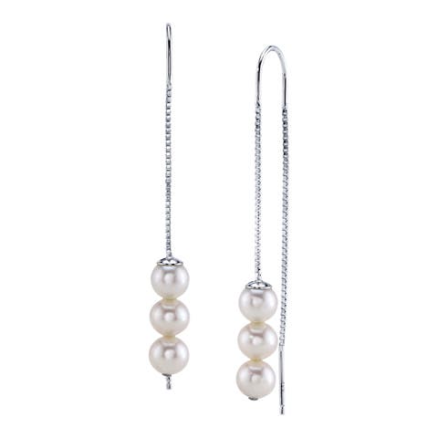 Triple White Freshwater Pearl Louise Earrings