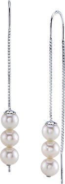 The Pearl Source Triple White Freshwater Pearl Louise Earrings