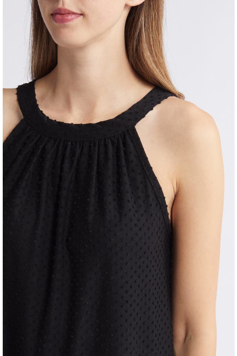 Clip Dot Halter Tank Top, Alternate, color, BLACK