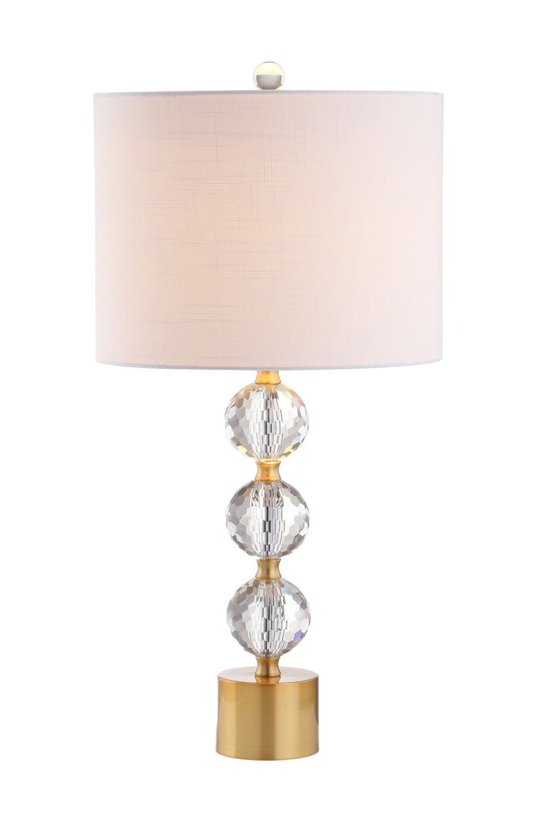 JONATHAN Y Ashley 25.25" Crystal LED Table Lamp, Clear/Brass, Main, color,