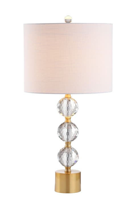Ashley 25.25" Crystal LED Table Lamp, Clear/Brass