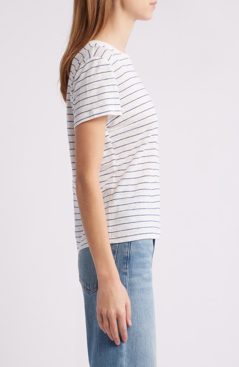 FRAME The Stripe Linen Baby T-Shirt, Alternate, color, Navy Multi