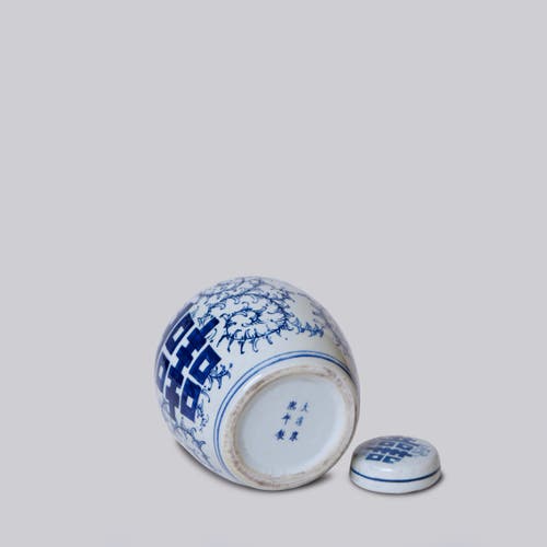 Cobalt Guild Porcelain Double Happiness Round Storage Jar