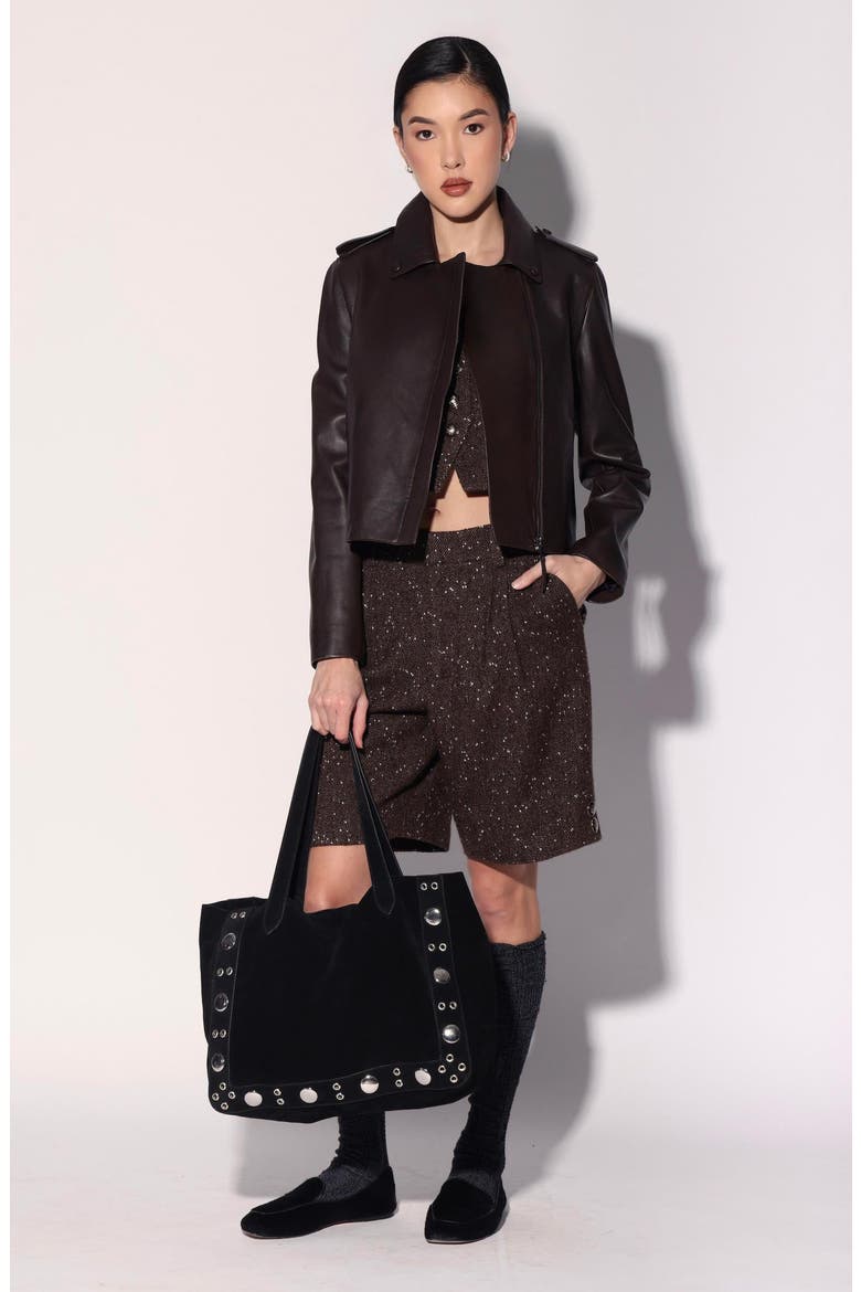 Trevor Leather Jacket, Alternate, color, Mocha