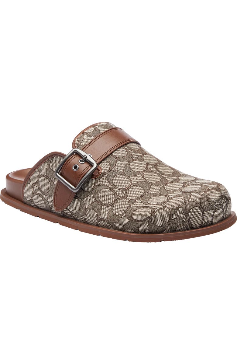 COACH Signature Jacquard Buckle Clog, Main, color, Oak/ Vintage Brown