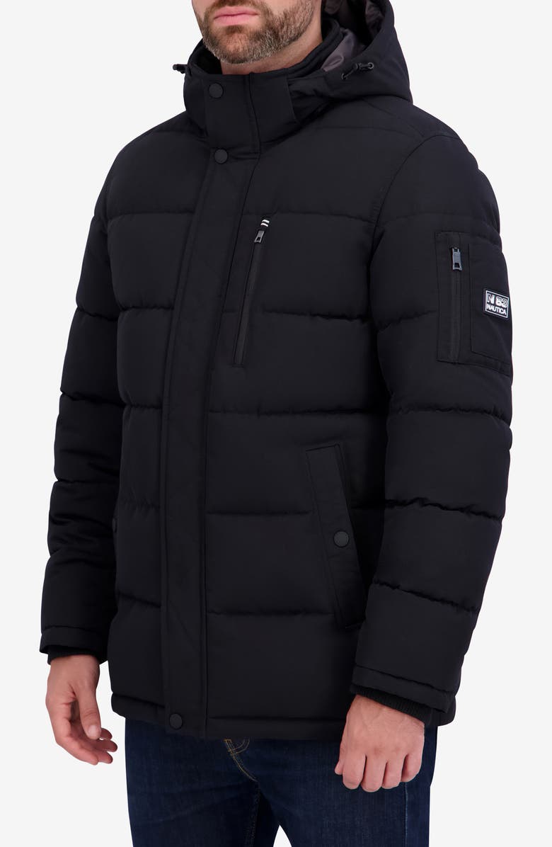 Nautica Hooded Water Resistant Parka, Alternate, color, Black