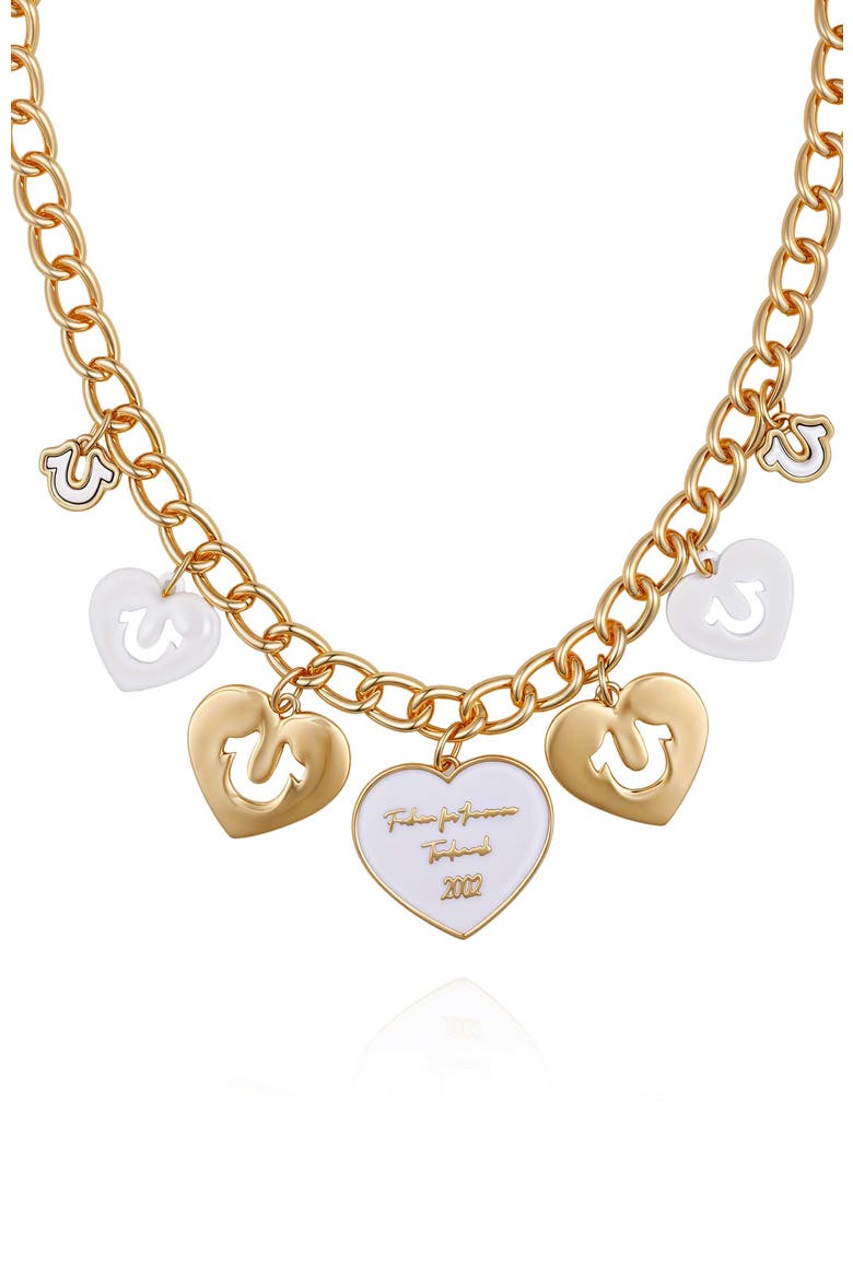 Charmy heart necklace, Alternate, color, goldtone