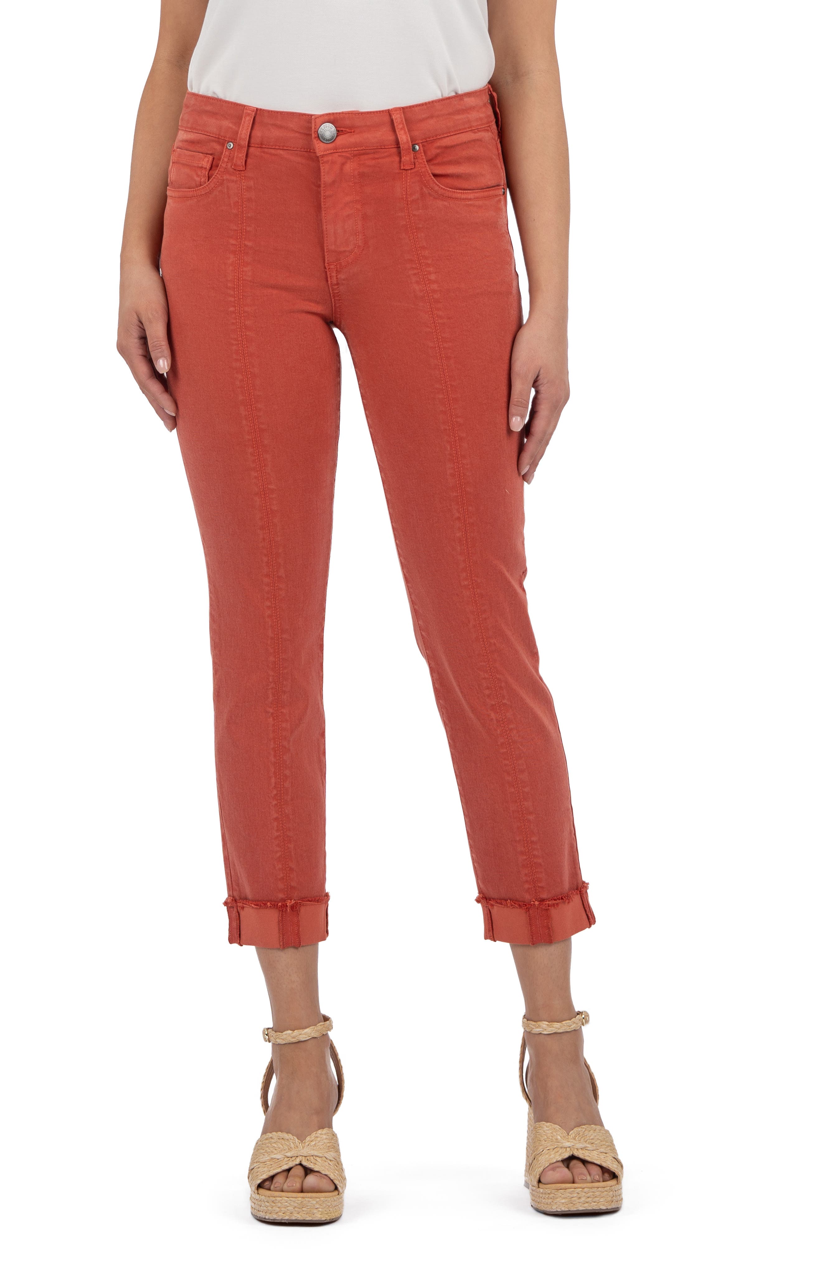 Amy Seamed Mid Rise Crop Slim Jeans