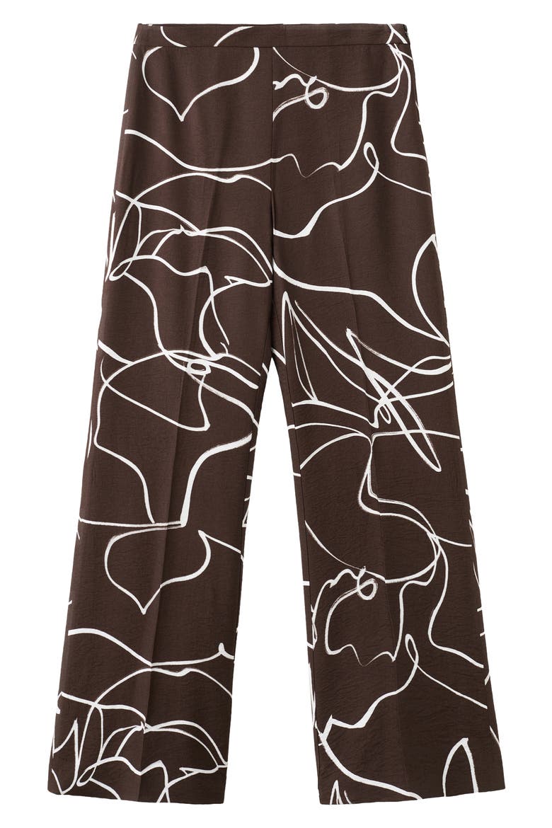 Print Wide Leg Pants, Alternate, color, BROWN