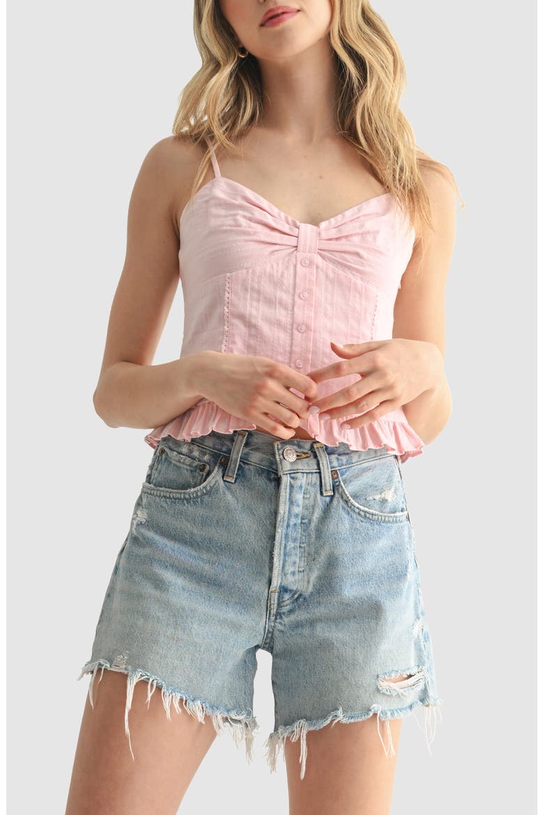 Bow Detail Button Camisole, Main, color, PINK