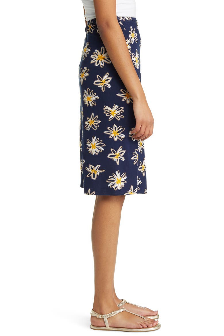 Floral Faux Wrap Knit Midi Skirt, Alternate, color, NAVY