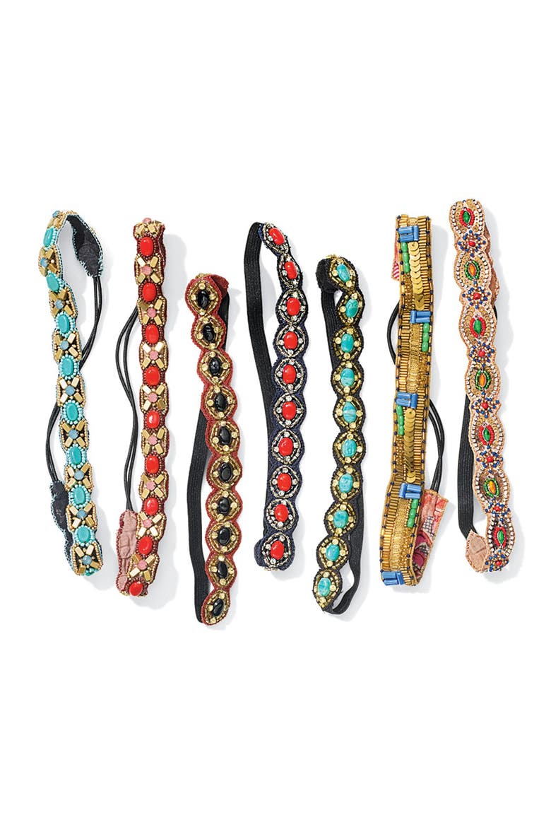 'Safari Luxe' Beaded Head Wrap, Alternate, color, TURQUOISE