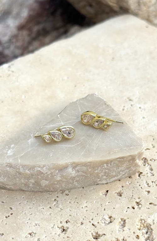 Adornia Crystal Climber Threader Earrings In Gold