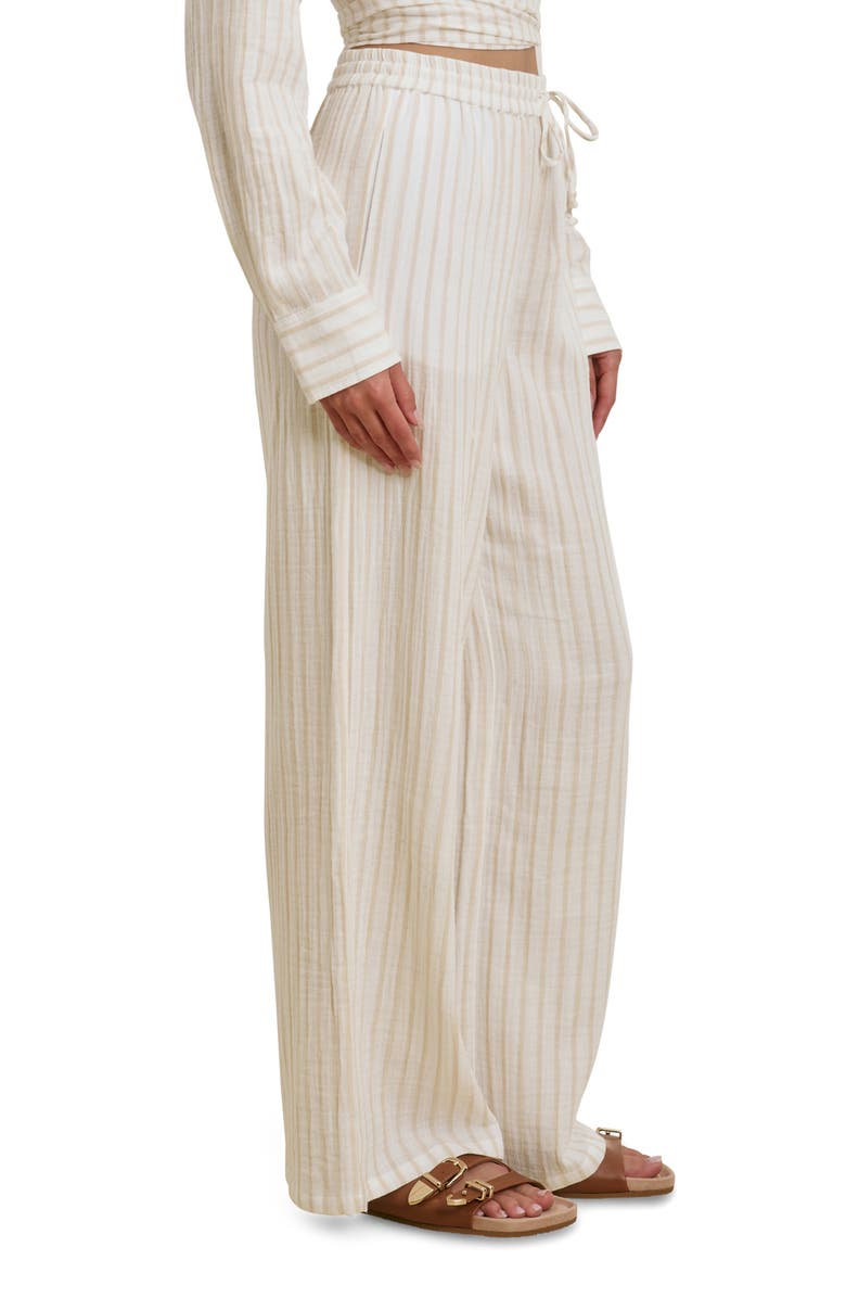Favorite Daughter The Slip It On Wide Leg Pants, Alternate, color, Light Khaki Stripe