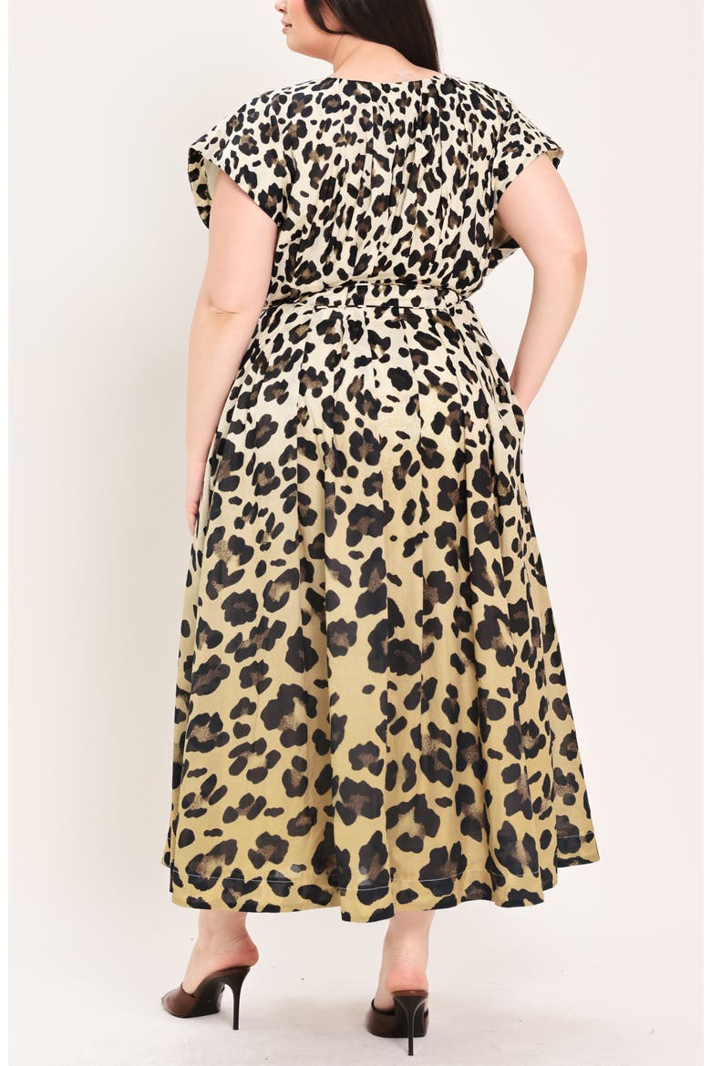 Leopard Print Cotton Midi Dress, Alternate, color, NEUTRAL MULTI