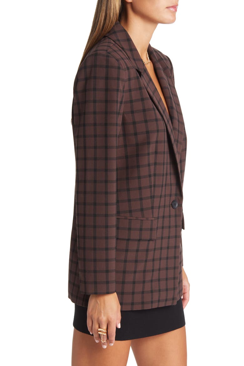 Relaxed Fit Oversize Blazer, Alternate, color, BROWN COFFEE CLASSIC PLAID