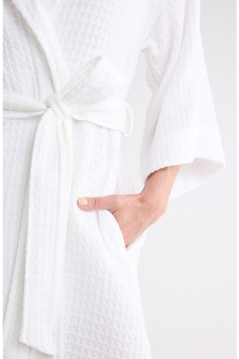 Cotton Waffle Knit Robe, Alternate, color, WHITE