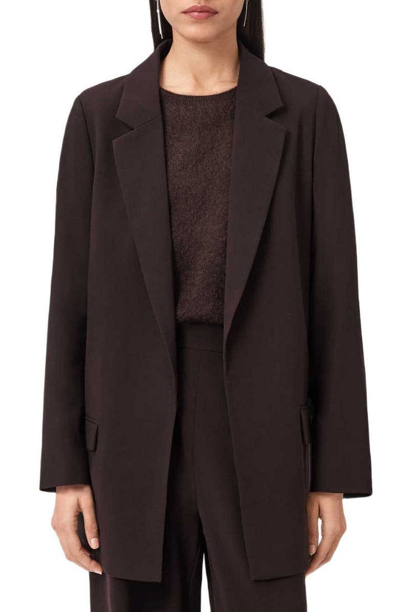 AllSaints Aleida Long Blazer, Main, color, Oxblood Red