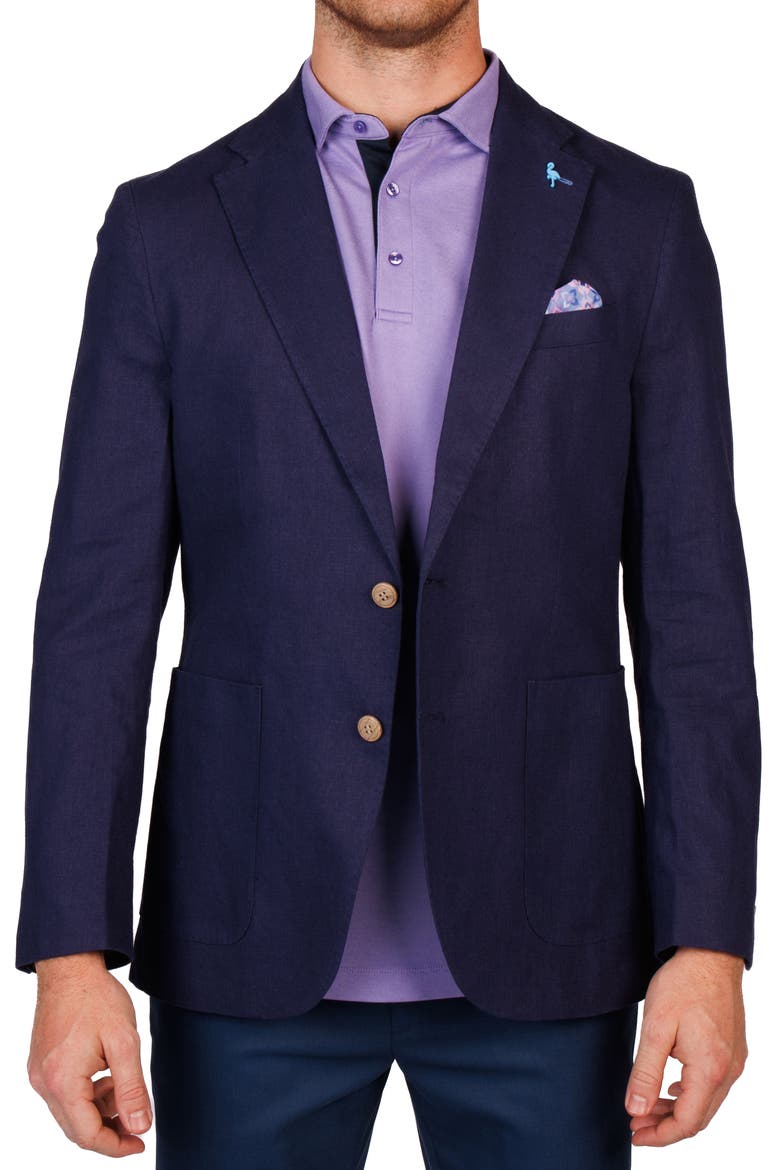Linen Blend Sport Coat, Main, color, NAVY