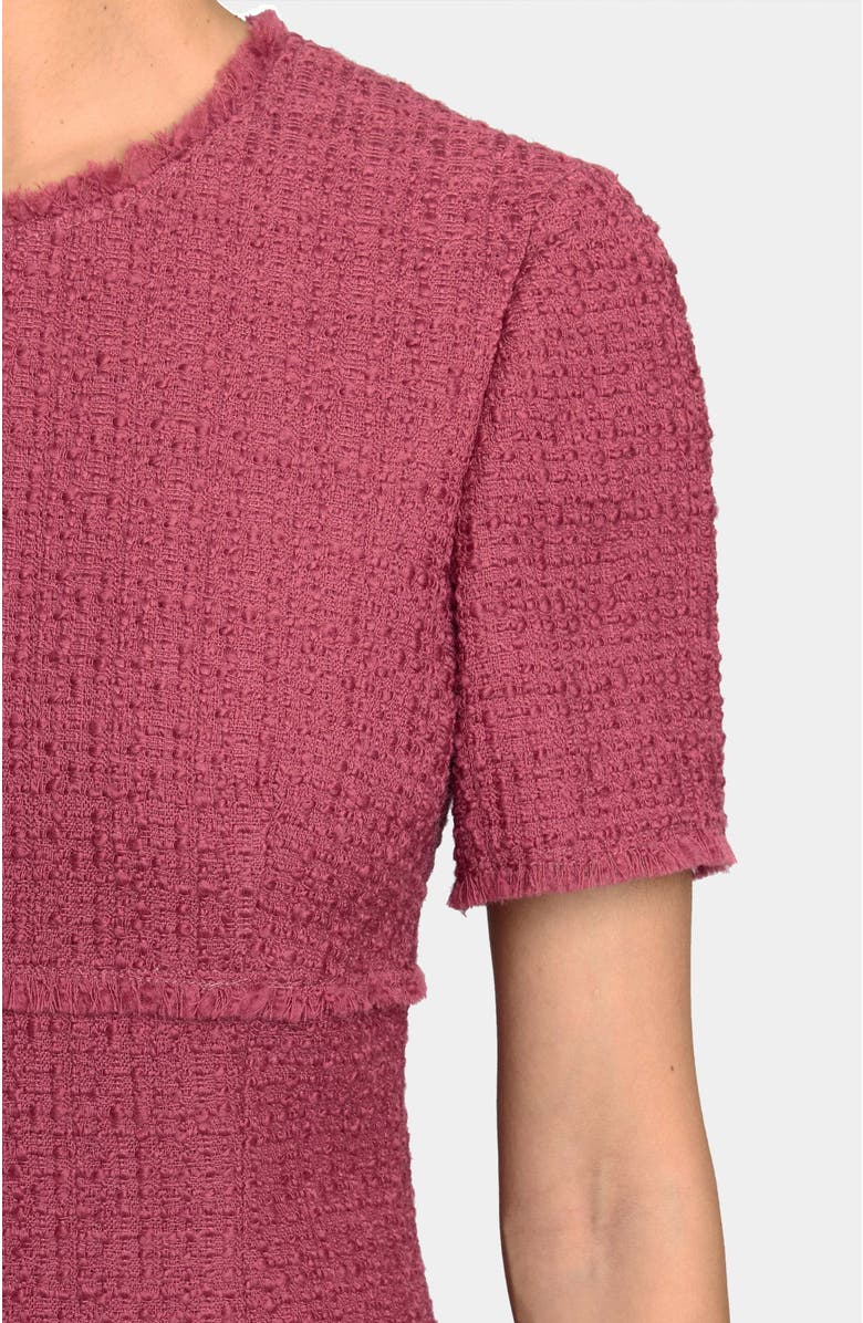 Santorelli Giulia Short Sleeve A-Line Tweed Dress, Alternate, color, Crushed Berry