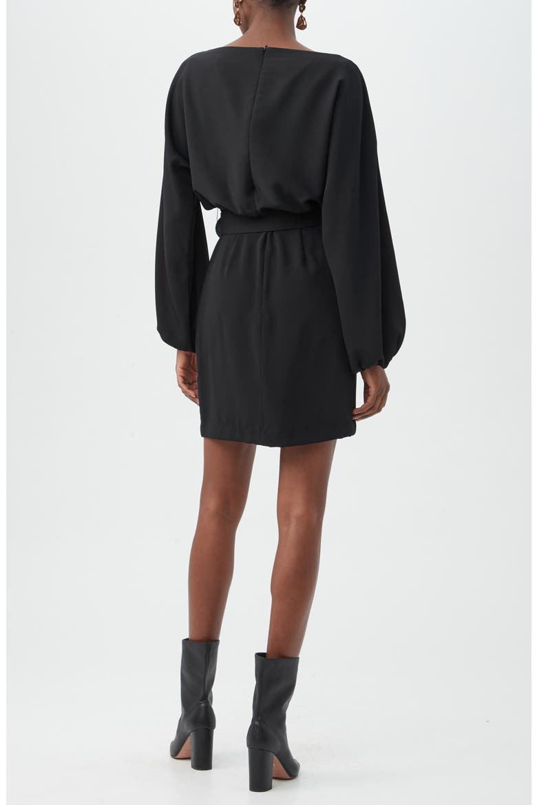 Avory Long Sleeve Belted Sheath Minidress, Alternate, color, BLACK