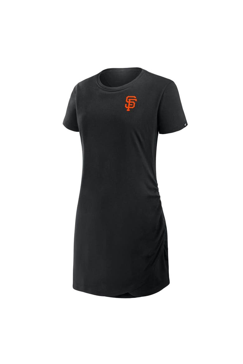 Women's Fanatics Black San Francisco Giants Ruched Drape T-Shirt Dress, Alternate, color, Black