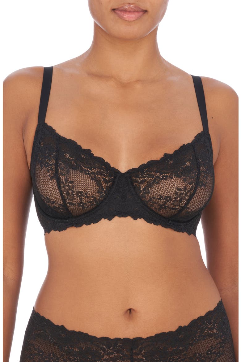 Heavenly Lace Convertible Balconette Bra, Alternate, color, BLACK
