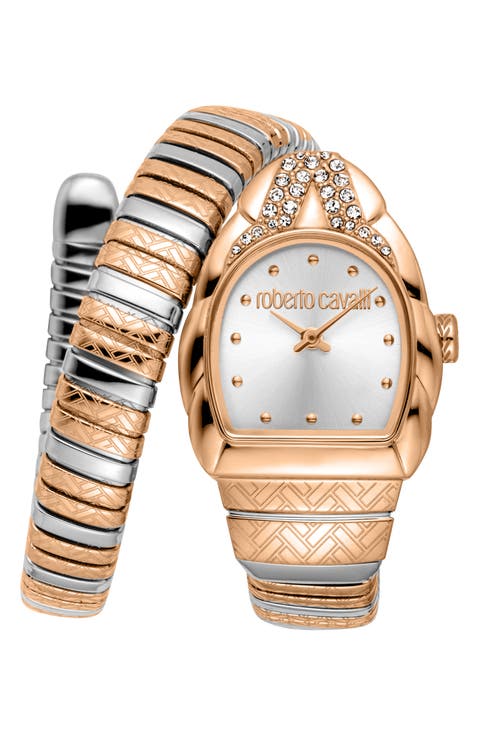 Aurora Snake Wraparound Bracelet Watch, 24mm x 30mm