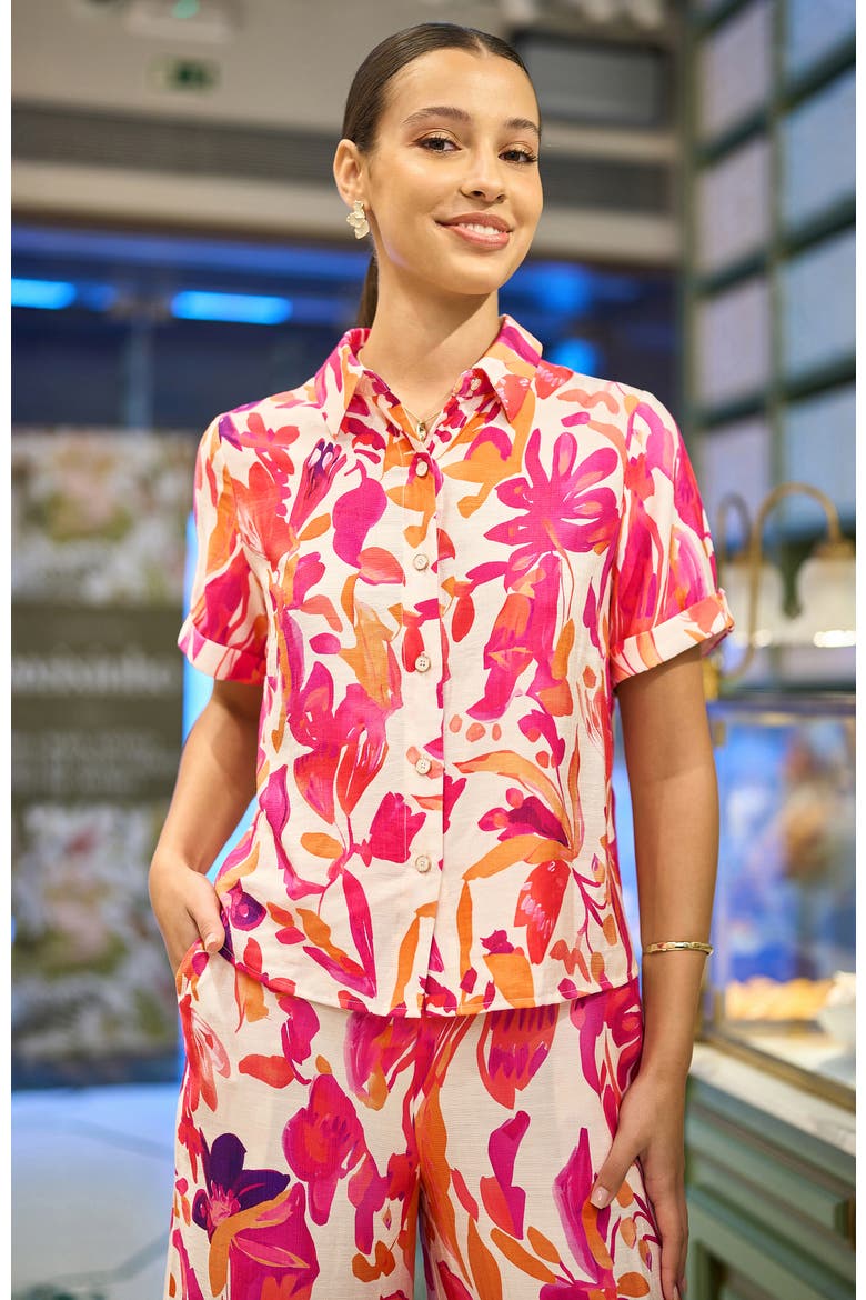 Abstract Floral Shirt, Alternate, color, Pink
