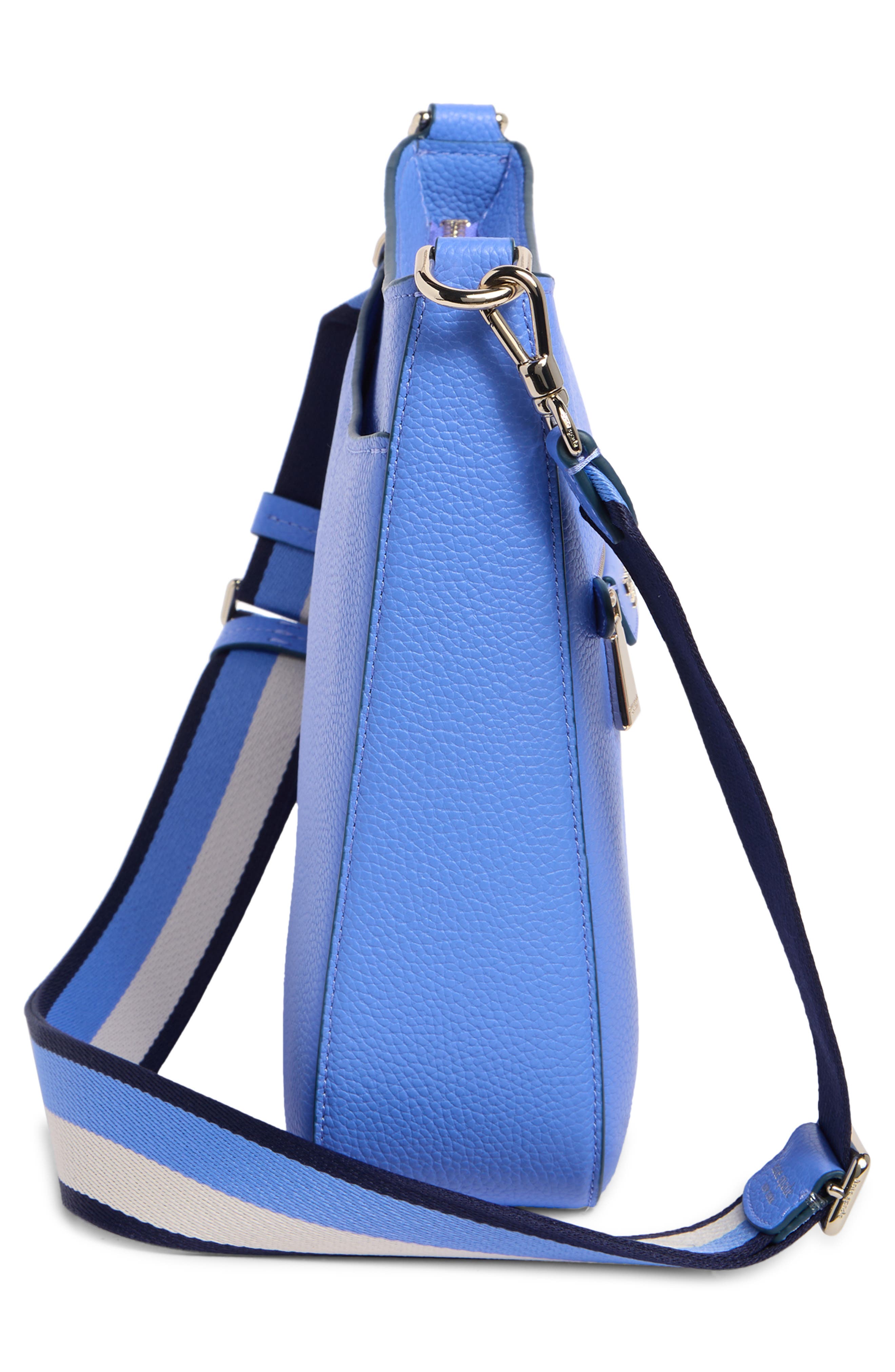 hudson pebble leather messenger bag, Alternate, color, DARK PERIWINKLE