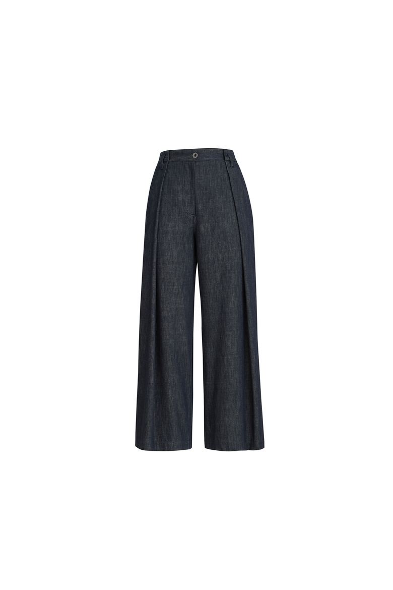 Pleated A-line trousers, Alternate, color, Denim