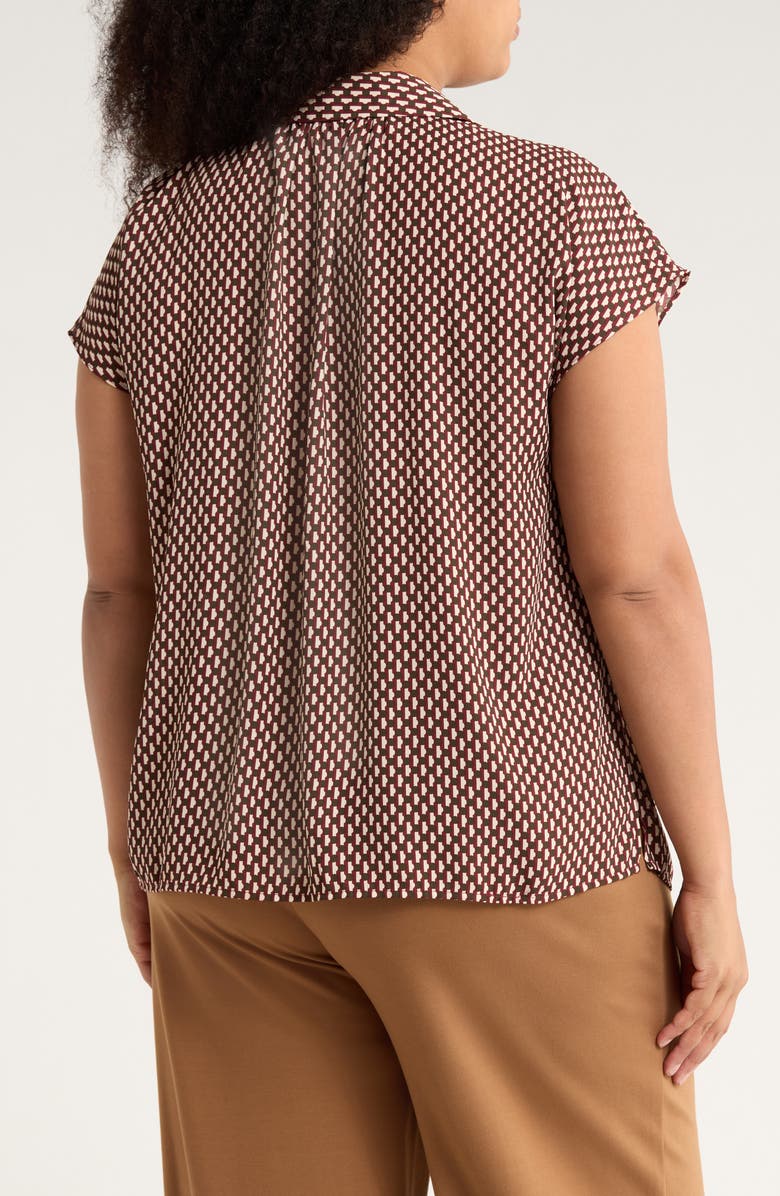MAX STUDIO Cap Sleeve Blouse, Alternate, color, Brown/ Beige Dottie Stripes