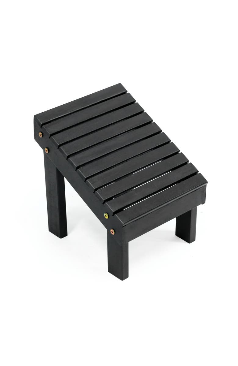 JONATHAN Y Saru 11.8" Traditional Classic Solid Acacia Wood Shower Shaving Foot Stool, Main, color, Black