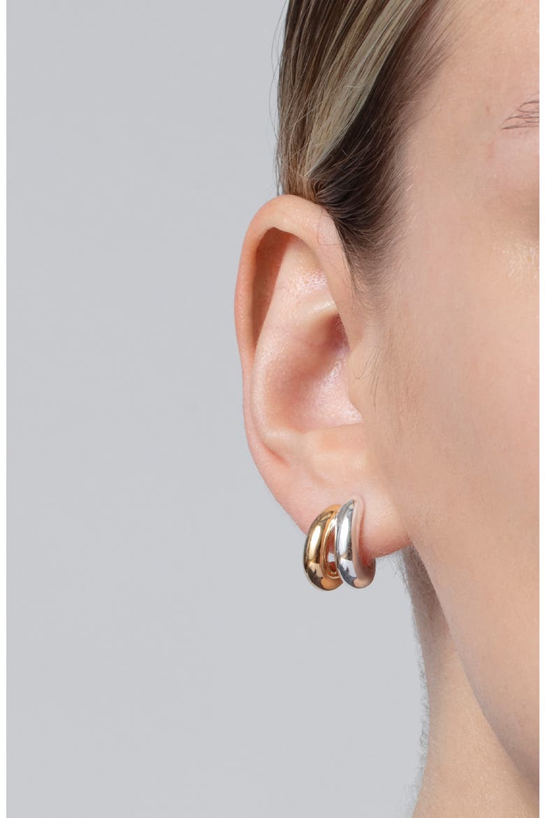 Mini Florence Double Hoop Earrings, Alternate, color, TWO-TONE