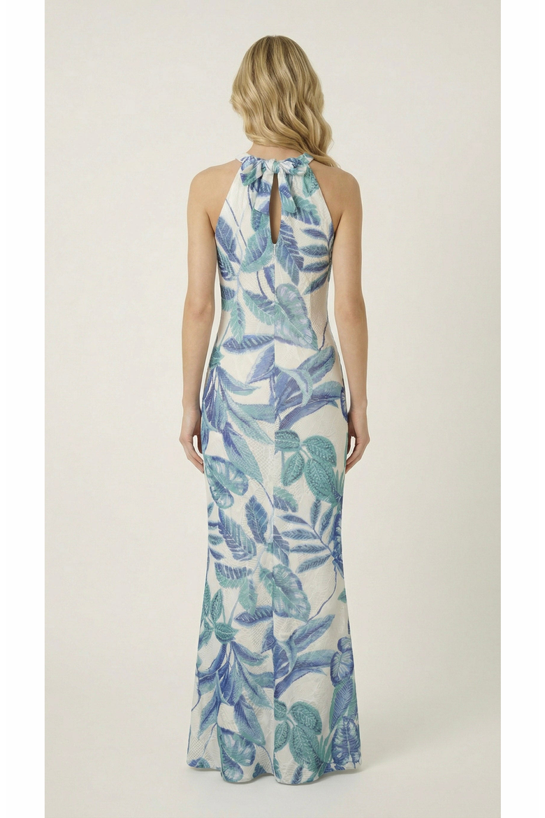 Tropical Print Halter Neck Maxi Dress, Alternate, color, Tropical Print