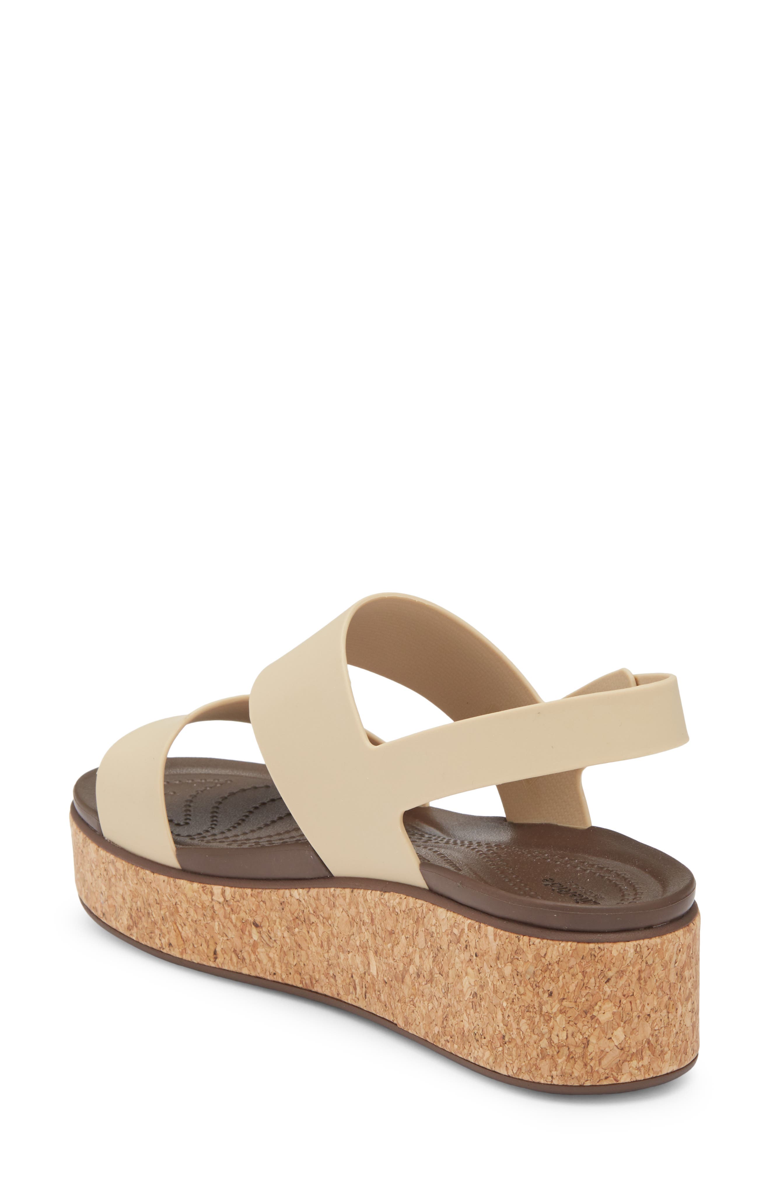 CROCS Brooklyn Cork Low Platform Wedge Sandal, Alternate, color, Chai