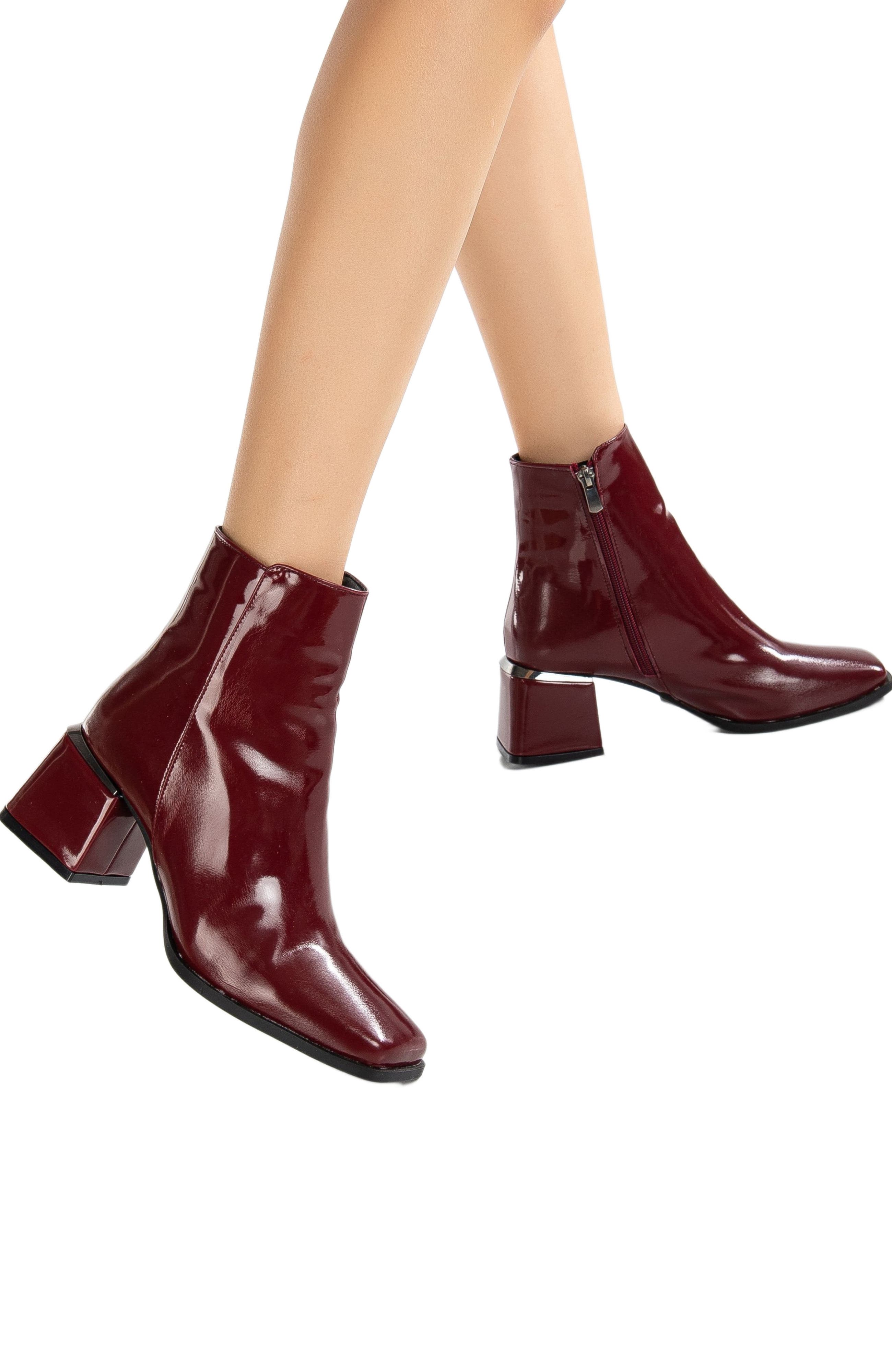 Forever & Always Shoes Odette Ankle Boots, Alternate, color, Burgundy Patent
