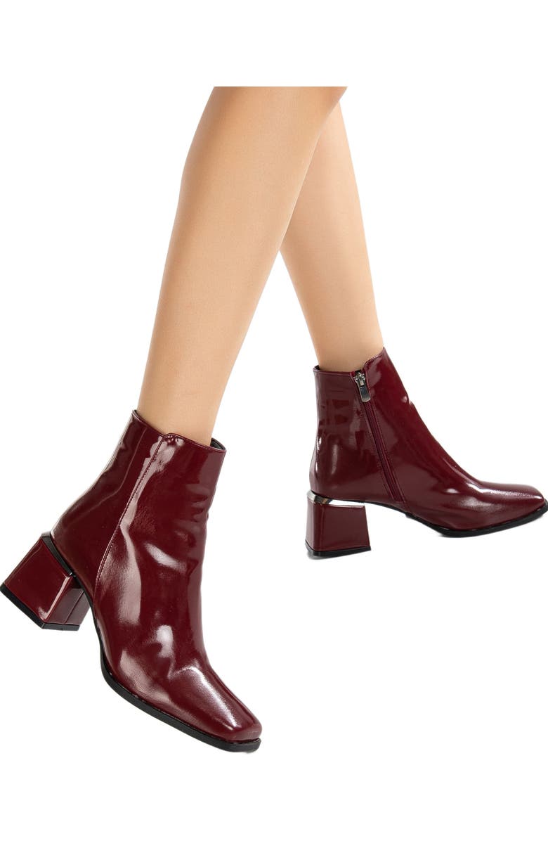Forever & Always Shoes Odette Ankle Boots, Alternate, color, Burgundy Patent