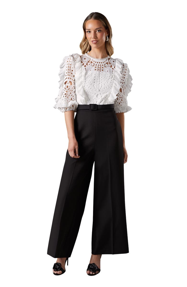 Coast Lace Cut Out Belted Jumpsuit, Main, color, Mono