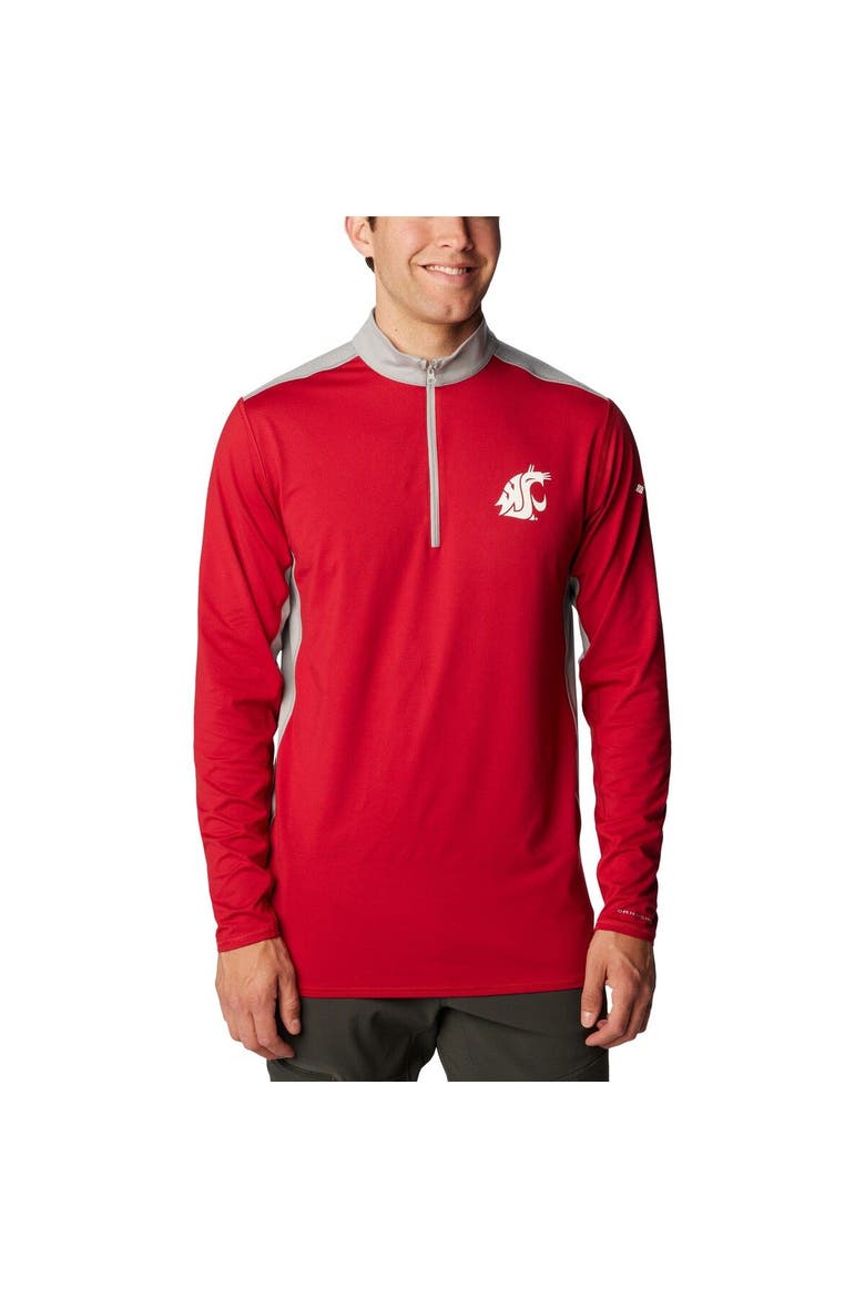 Men's Columbia Crimson Washington State Cougars Tech Trail™ Omni-Shade Quarter-Zip Top, Main, color, Crimson