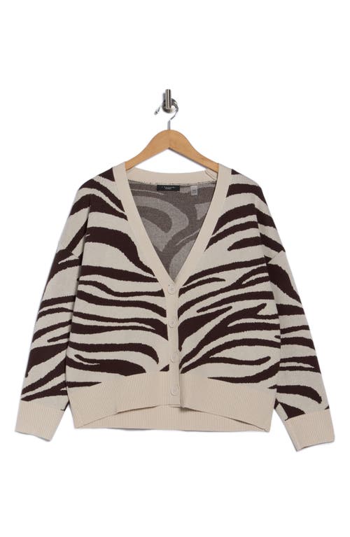 T Tahari V-neck Double Knit Cardigan In Neutral