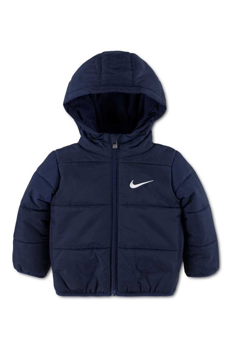 Essentials Water Resistant Hooded Heavyweight Puffer Jacket, Main, color, MIDNIGHT NAVY
