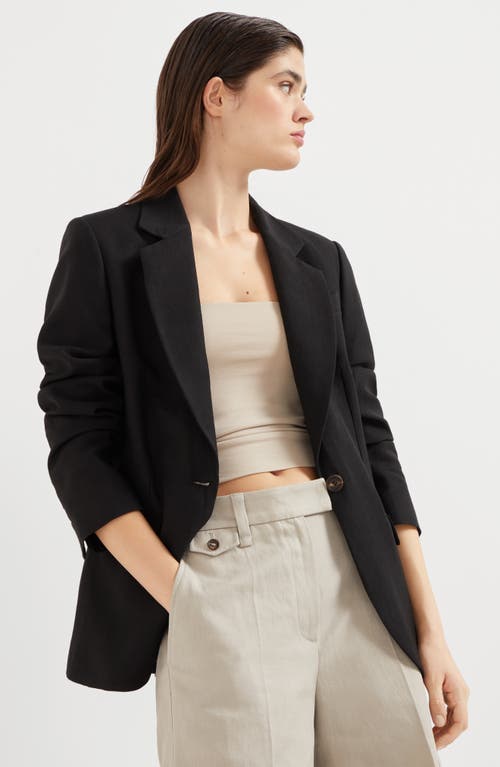 Brunello Cucinelli Linen Fluid Jacket With Shiny Details In Black