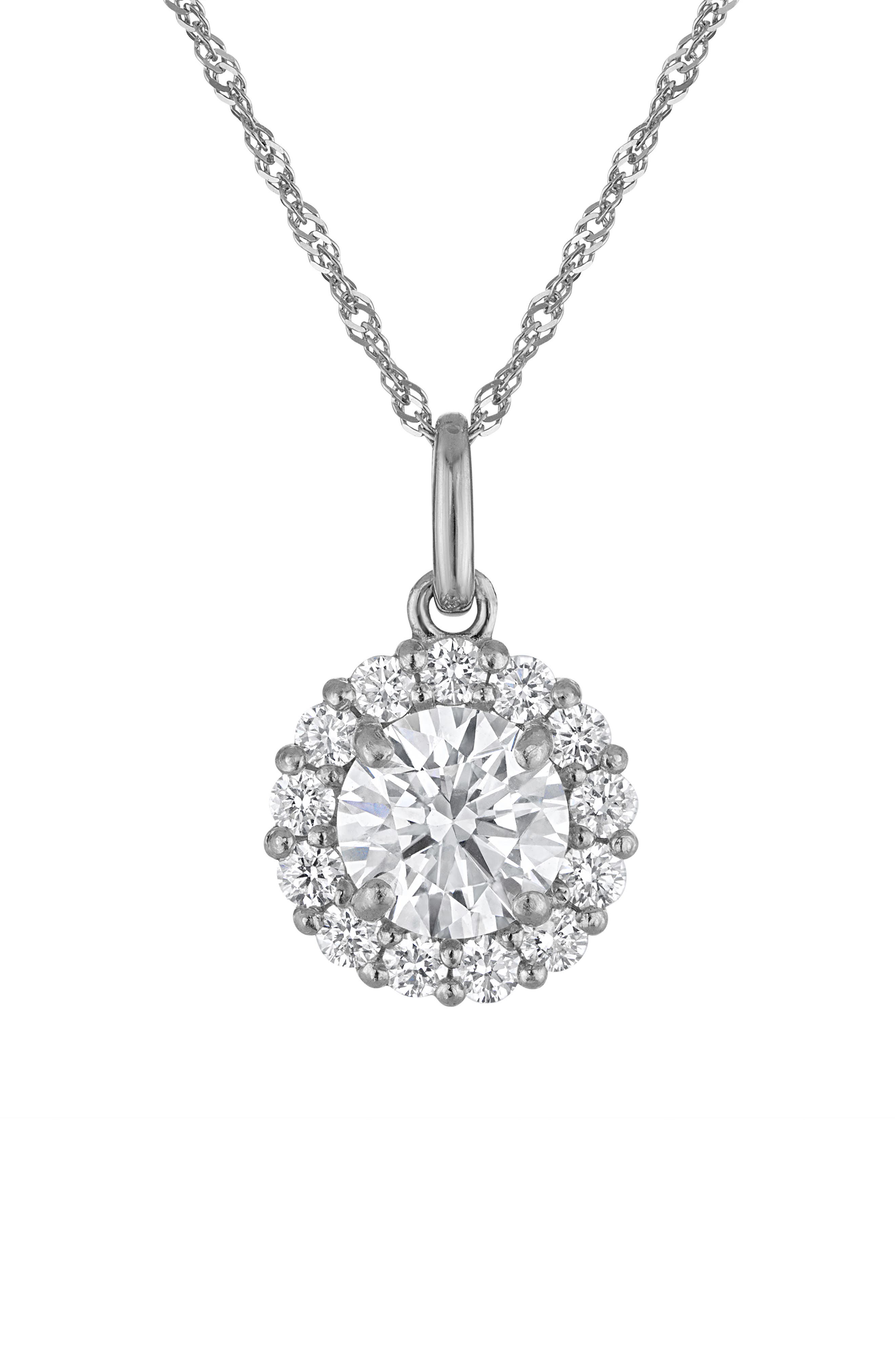 FZN 10k Gold Lab Created Diamond Halo Pendant Necklace