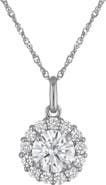FZN 10k Gold Lab Created Diamond Halo Pendant Necklace