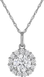 FZN 10k Gold Lab Created Diamond Halo Pendant Necklace