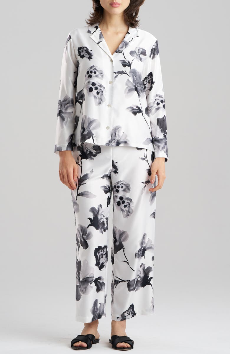 Natori Aurelia Charmeuse Crop Pajamas, Main, color, Warm White